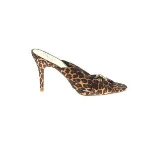 Adrianna Papell Leopard Print Satin Mules - Size 8-1/2 - Like New